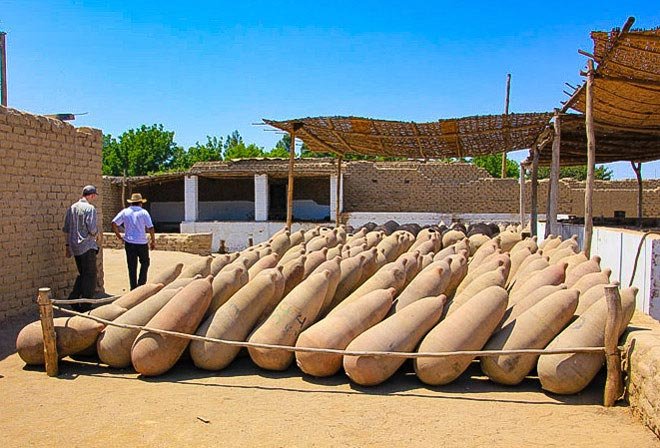 Traditional pisco clay storage vessels