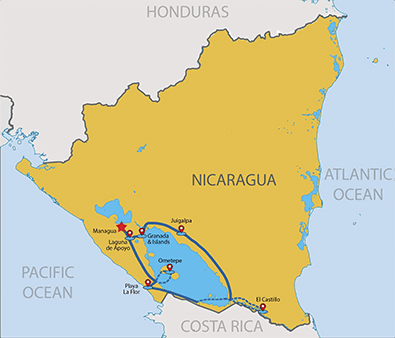 Nicaragua Southern Tourk map